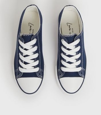 Navy canvas lace store up sneaker