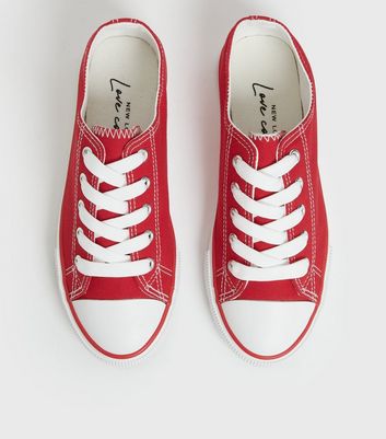 Lace Up L-Plain Red Girls Casual Shoes, Size: 4x7-5x8