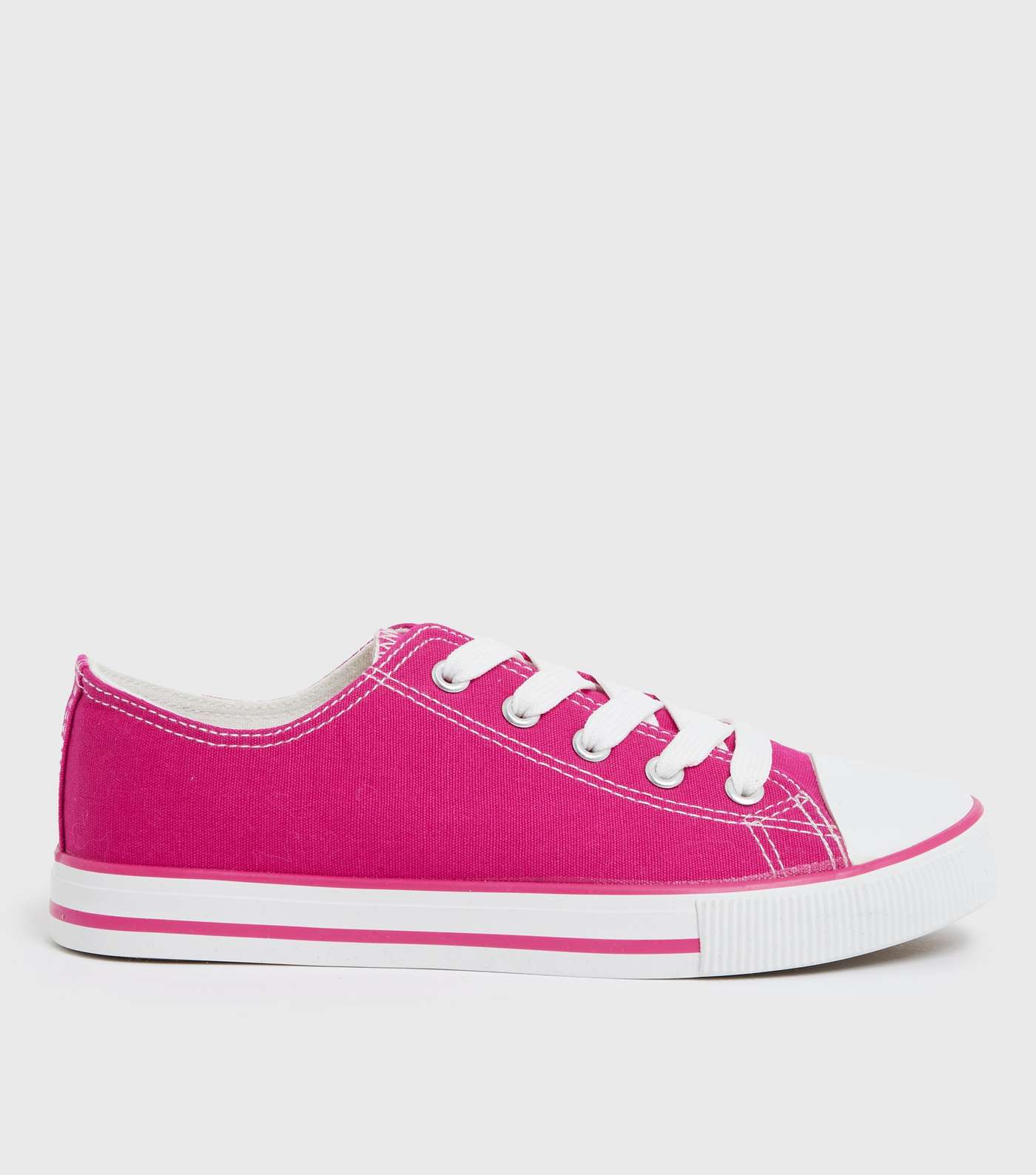 Bright Pink Stripe Canvas Lace Up Trainers