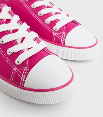 Bright Pink Stripe Canvas Lace Up 