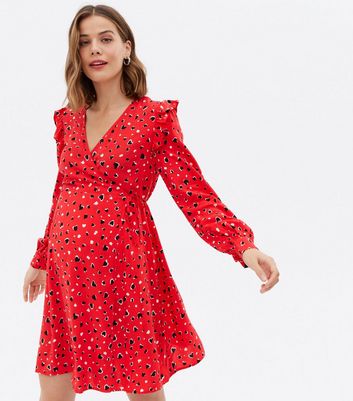 Heart Frill Mini Wrap Dress 