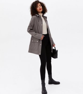 Tall Dark Grey Hooded Long Anorak | New 