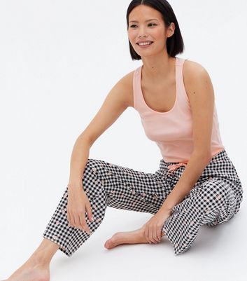 Pink Floral Gingham Wide Leg Trouser 