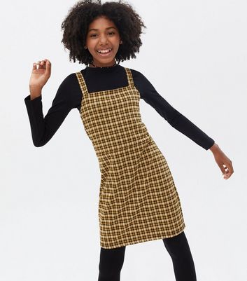 yellow check pinafore