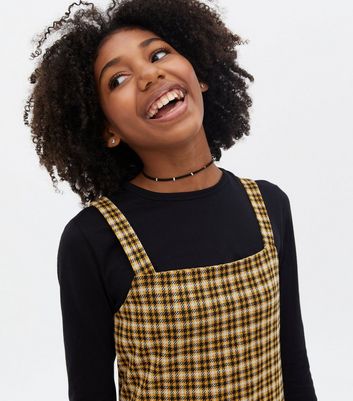 yellow check pinafore
