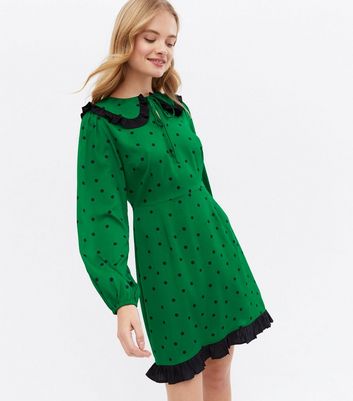 New look green 2024 polka dot dress