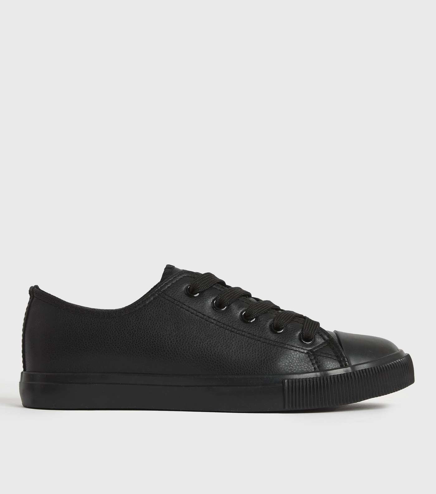 Black Round Toe Lace Up Trainers