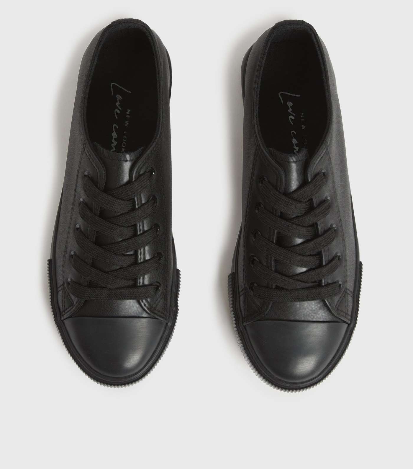 Black Round Toe Lace Up Trainers Image 3