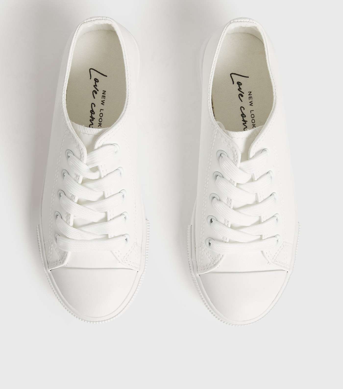 White Round Toe Lace Up Trainers Image 3