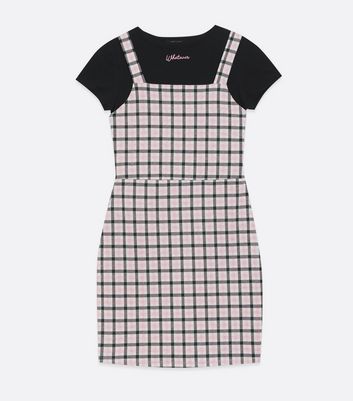 pink checkered pinafore