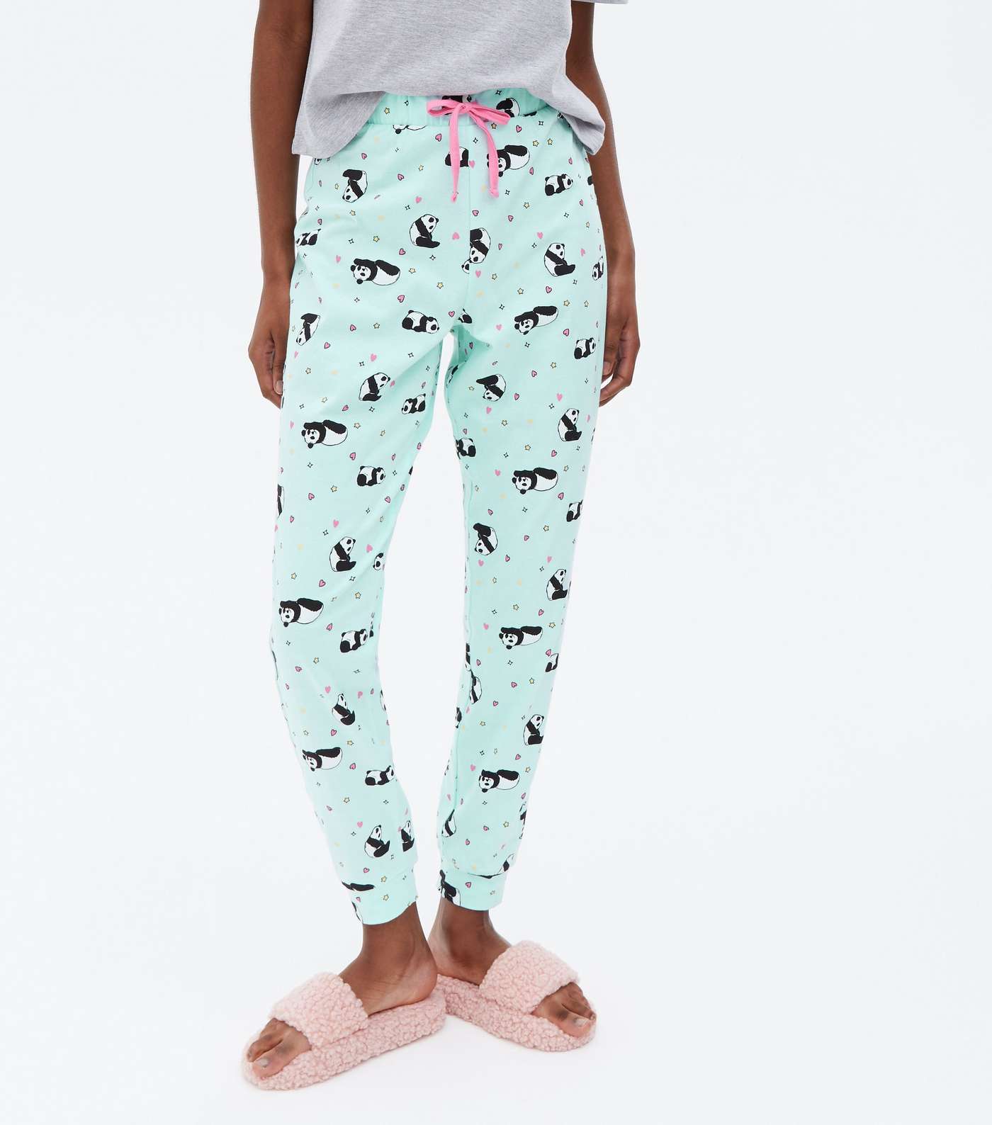 Light Grey Jogger Pyjama Set with Panda Logo Image 3