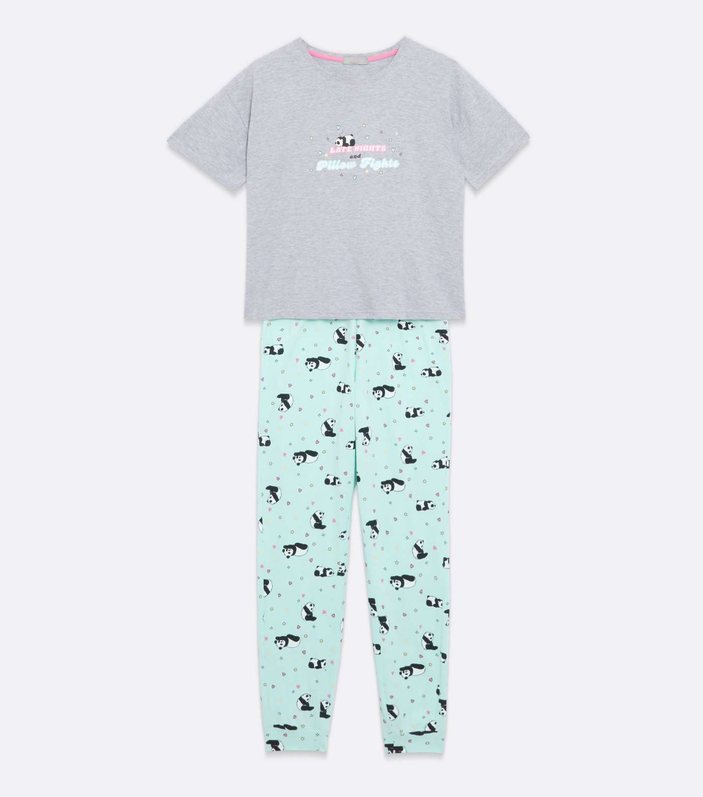 Light Grey Jogger Pyjama Set with Panda Logo Image 5