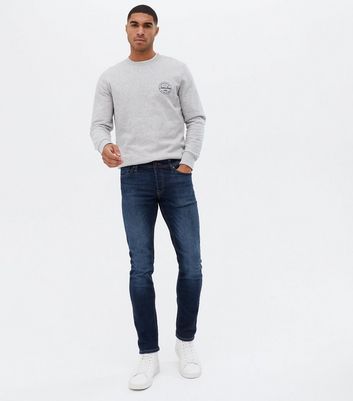 Jack & Jones Blue Dark Wash Skinny Stretch Jeans | New Look