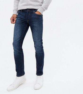 Jack & Jones Blue Dark Wash Skinny Stretch Jeans | New Look