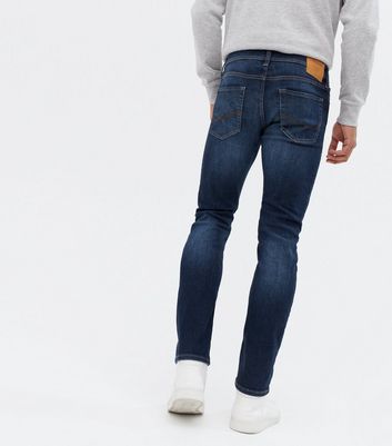 Jack & Jones Blue Dark Wash Skinny Stretch Jeans | New Look