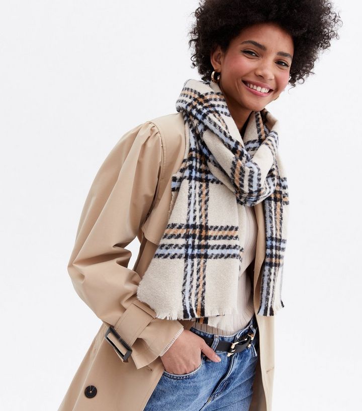 PIECES Stone Check Scarf | New Look