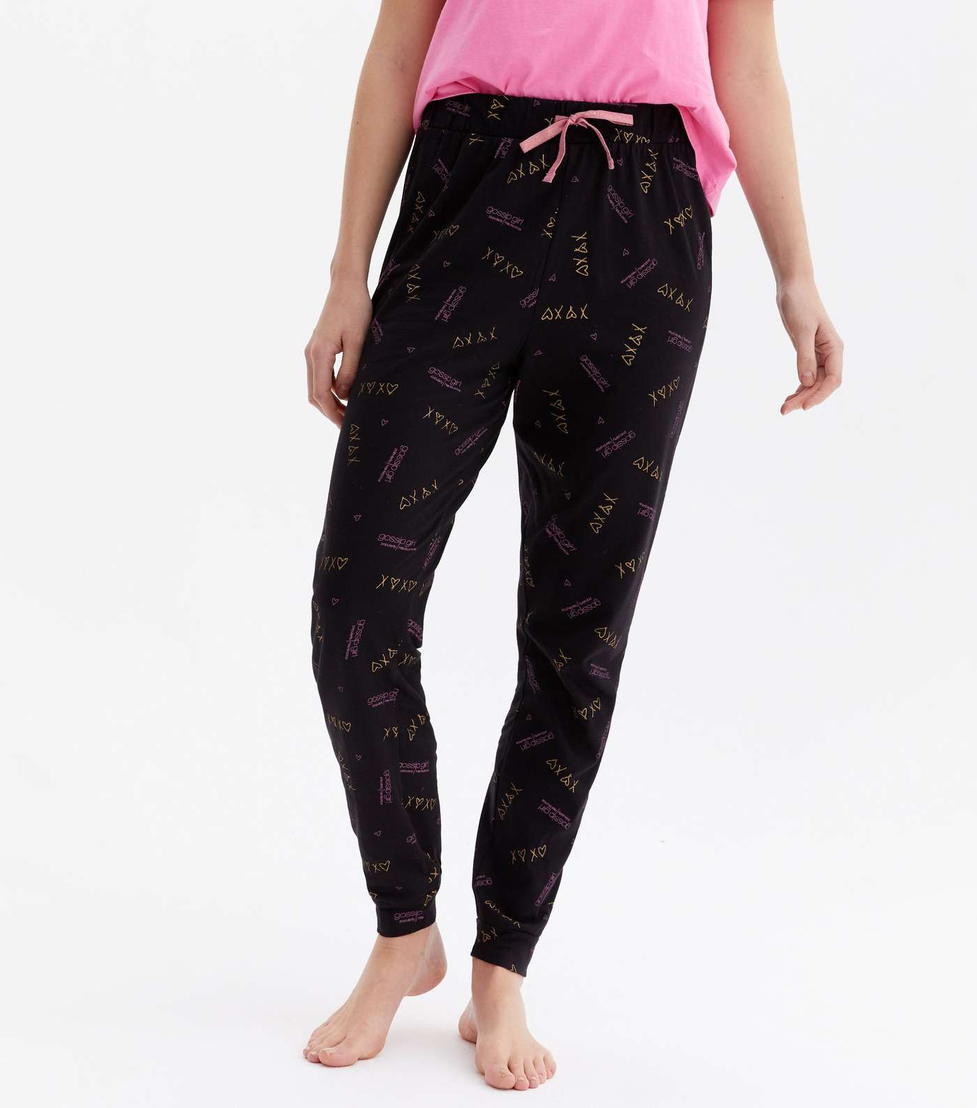 Pink Jogger Pyjama Set with Gossip Girl Logo Image 2