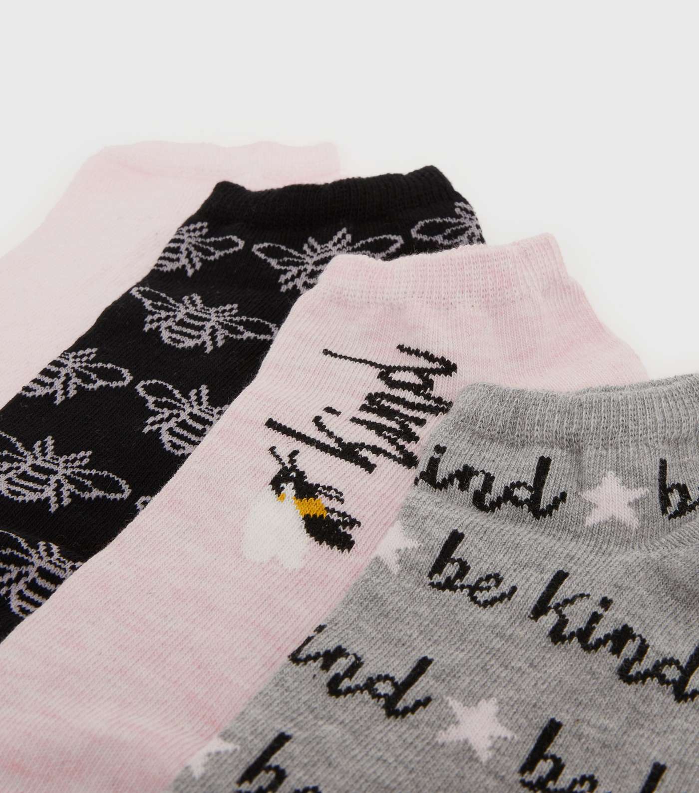 4 Pack Pink Black and Grey Bee Trainer Socks Image 2