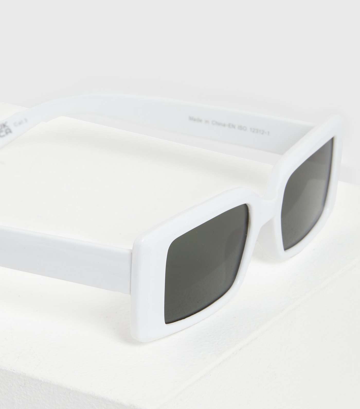 White Rectangle Sunglasses Image 3