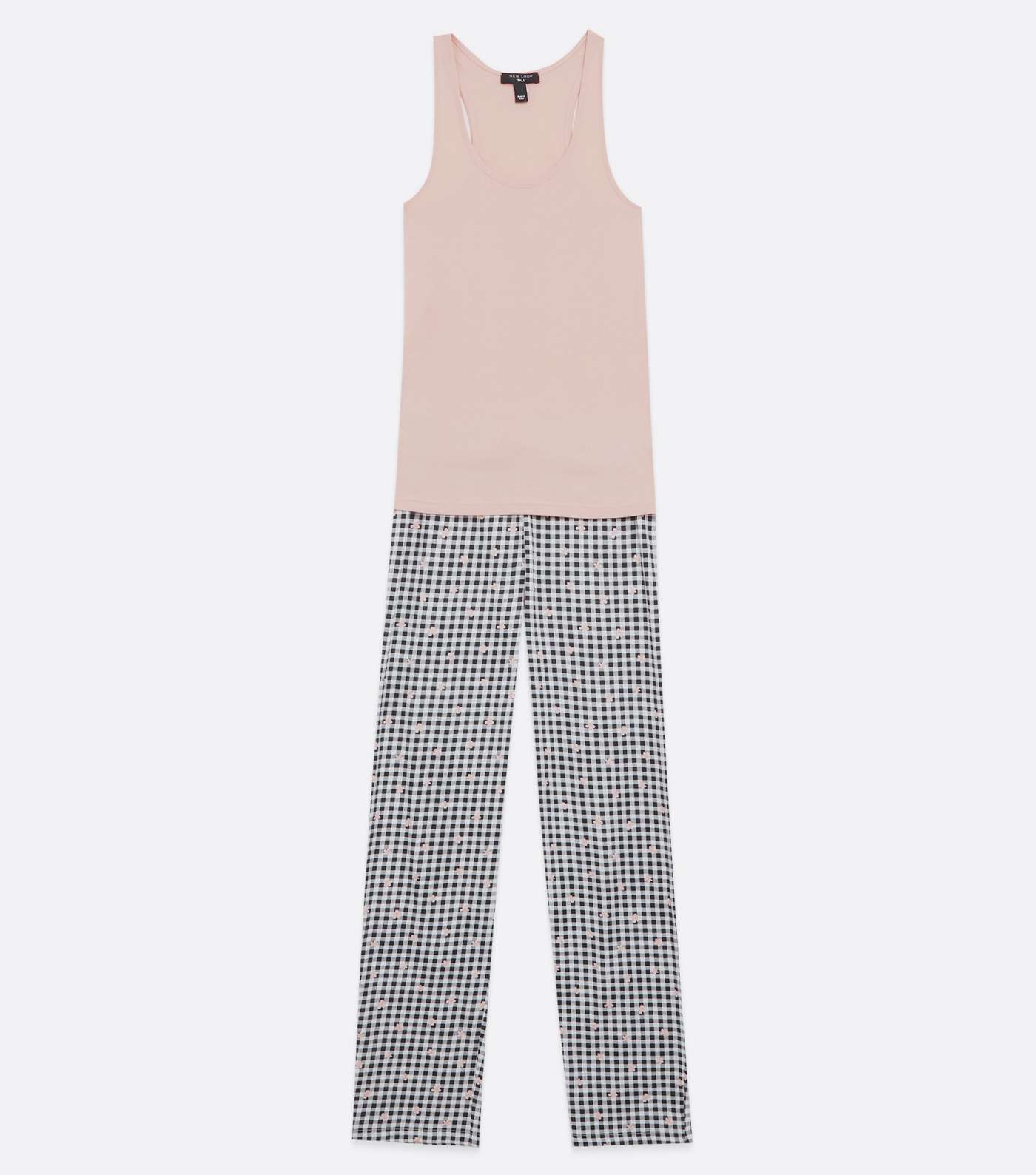 Tall Pink Floral Gingham Wide Leg Trouser Pyjama Set Image 5