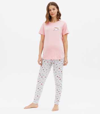 Maternity Pink Jogger Pyjama Set with Bonjour Logo