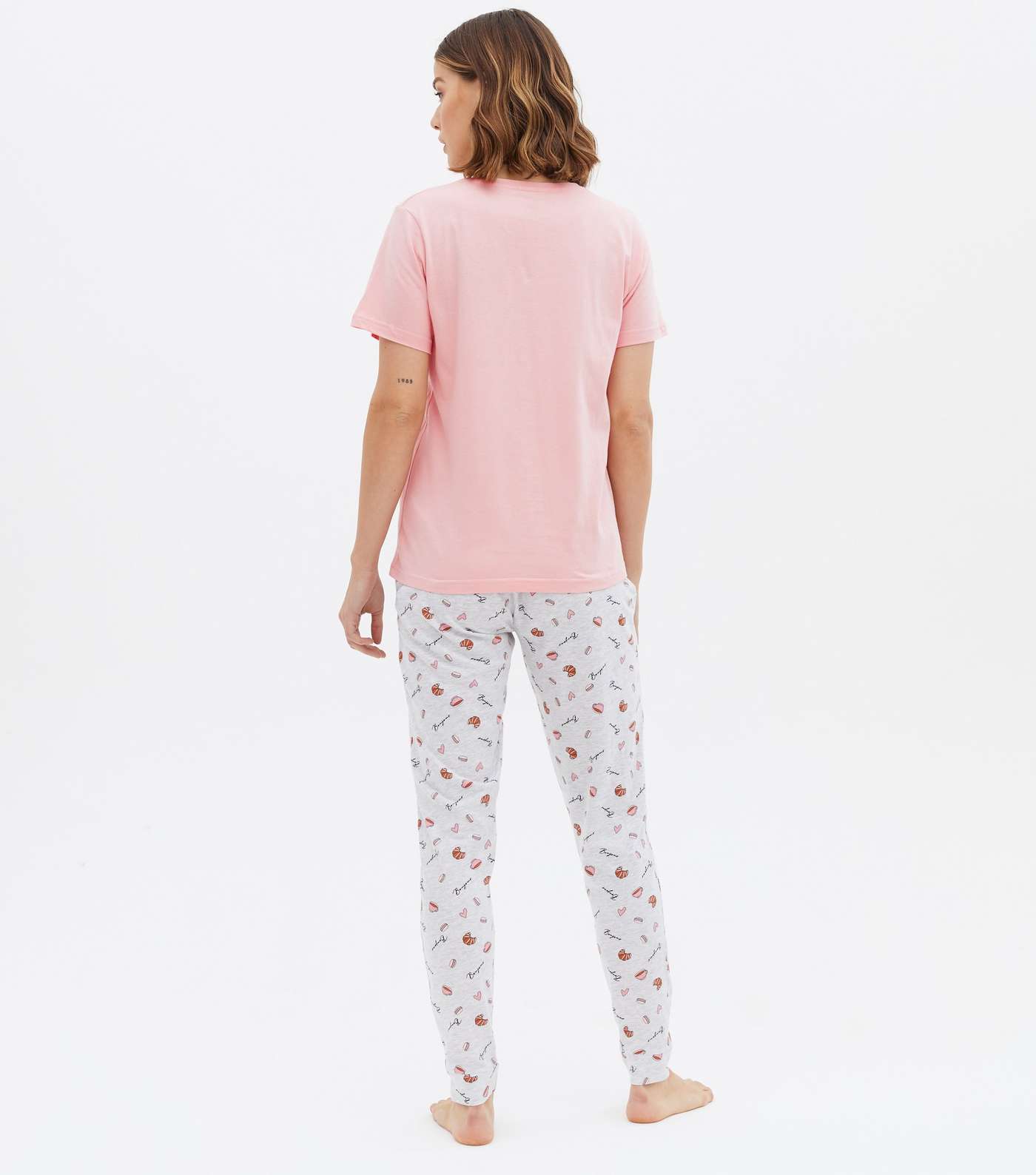 Maternity Pink Jogger Pyjama Set with Bonjour Logo Image 4