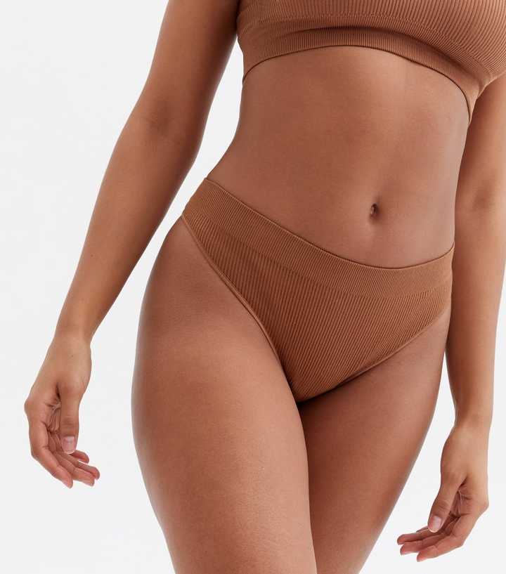 Nude Cinnamon Ribbed Seamless Thong