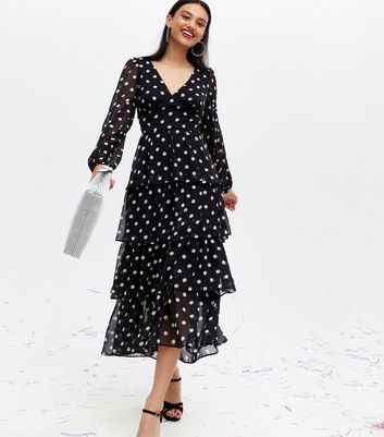 long sleeve tiered midi dress