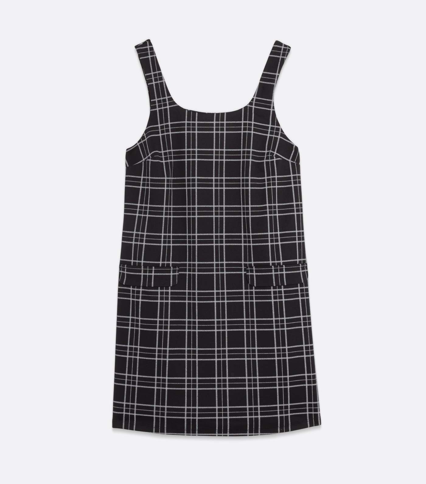 Black Check Pocket Mini Pinafore Dress Image 5