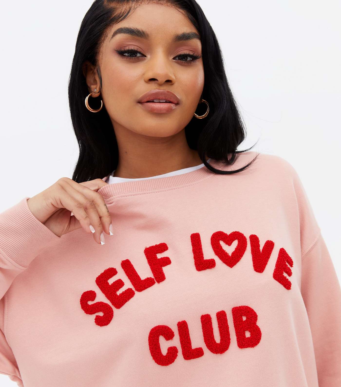 Petite Mid Pink Self Love Club Heart Logo Sweatshirt Image 3