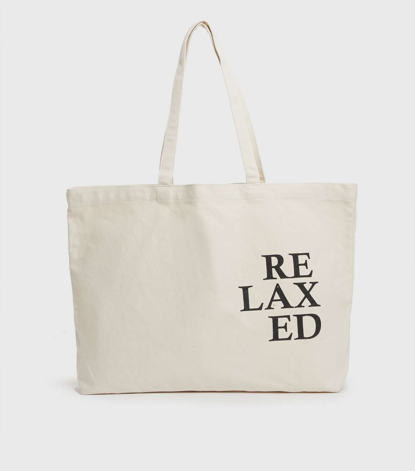 PIECES Off White Relaxed Logo Canvas Tote Bag