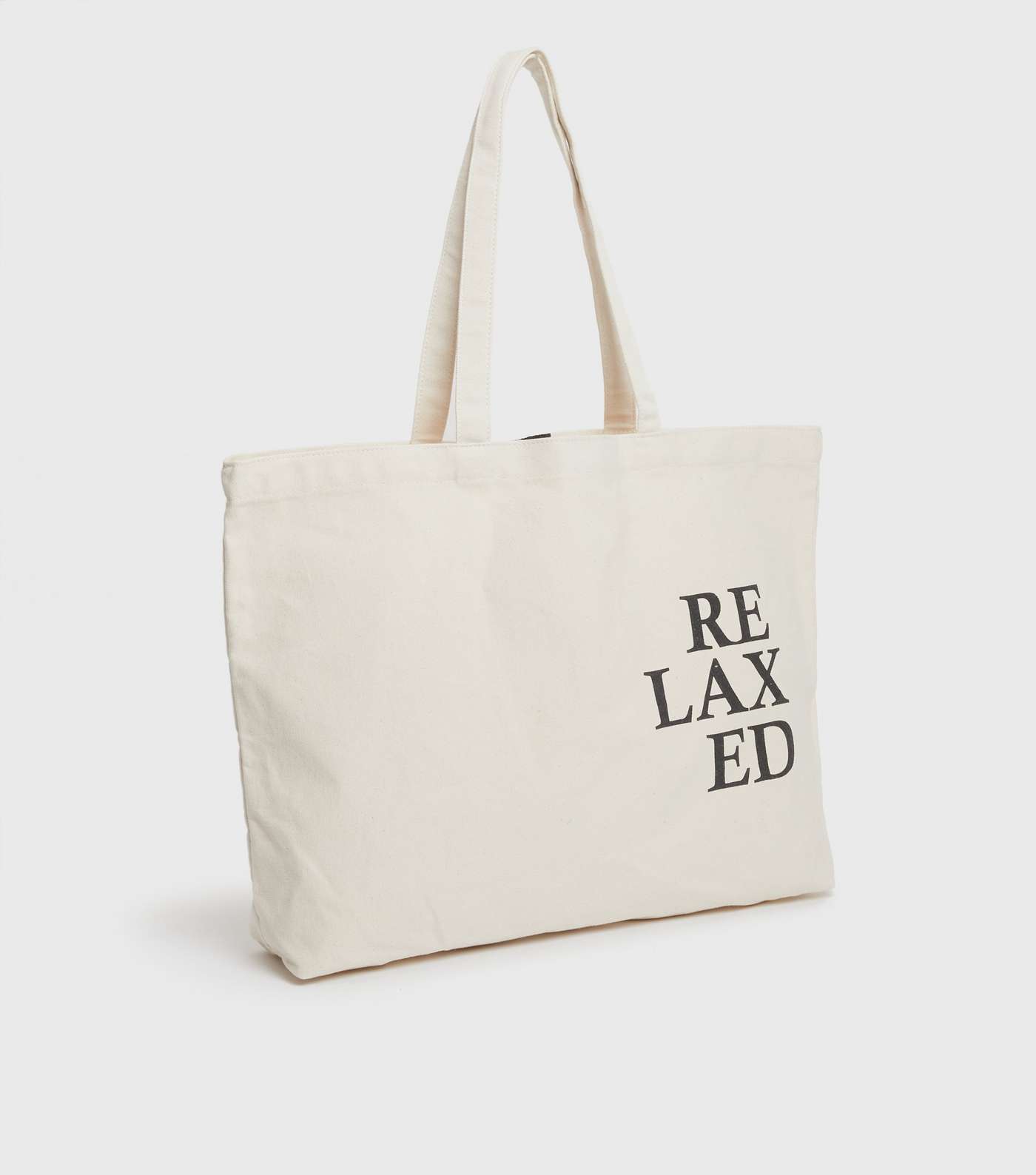 PIECES Off White Relaxed Logo Canvas Tote Bag Image 3