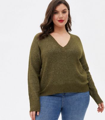 Olive v outlet neck sweater