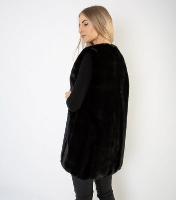 gini london black faux fur hooded jacket