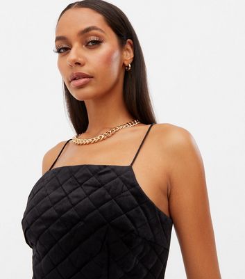 Click to view product details and reviews for Pink Vanilla Black Quilted Velvet Crop Cami New Look.