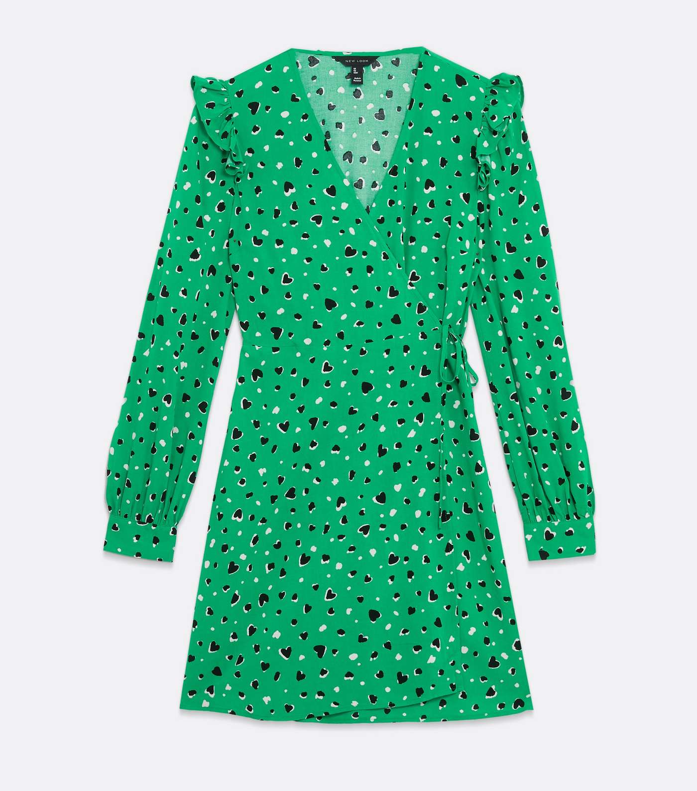 Green Heart Frill Mini Wrap Dress Image 5