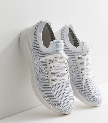 Mens white knitted on sale trainers