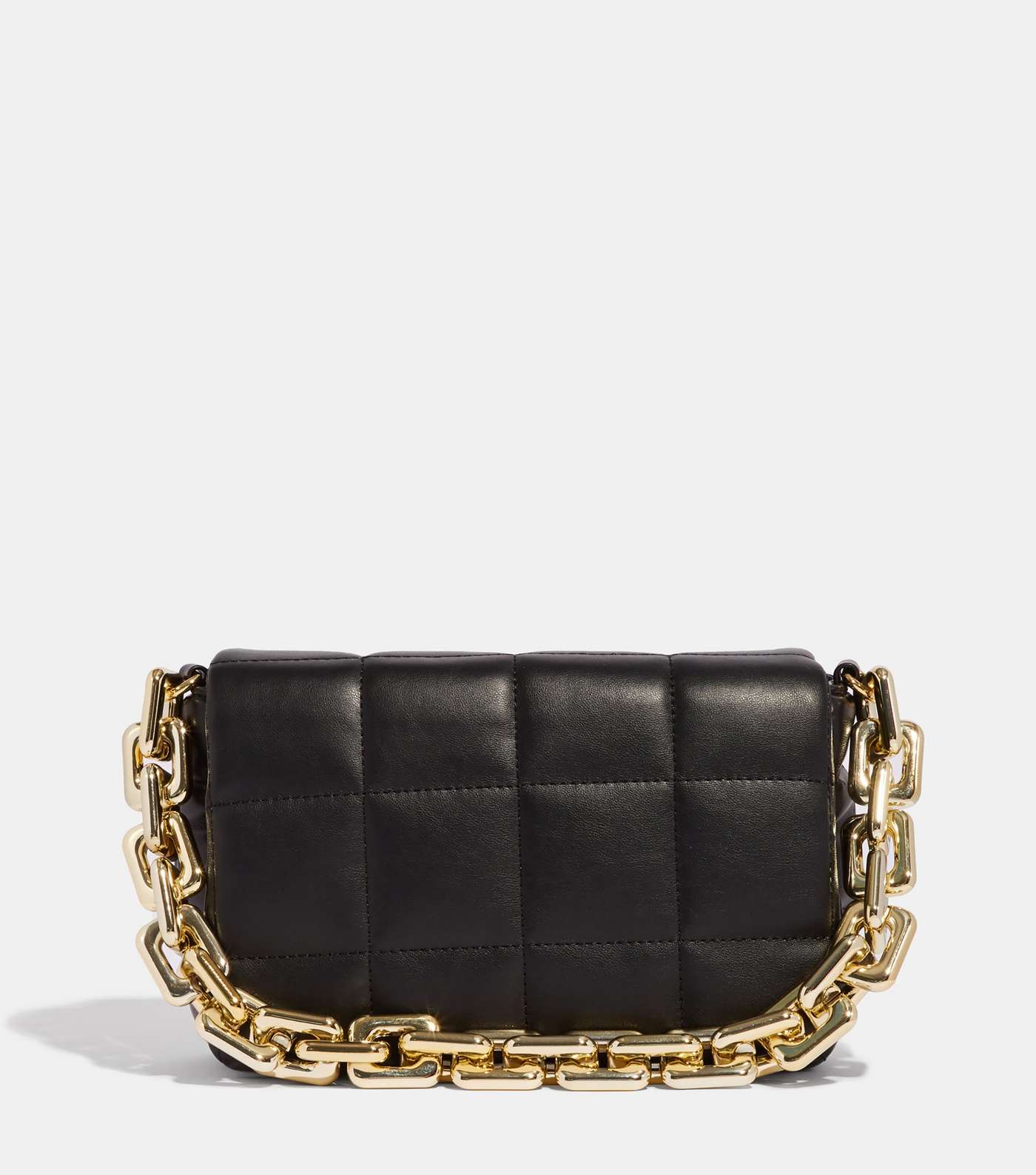 Skinnydip Black Leather-Look Quilted Chain Shoulder Bag