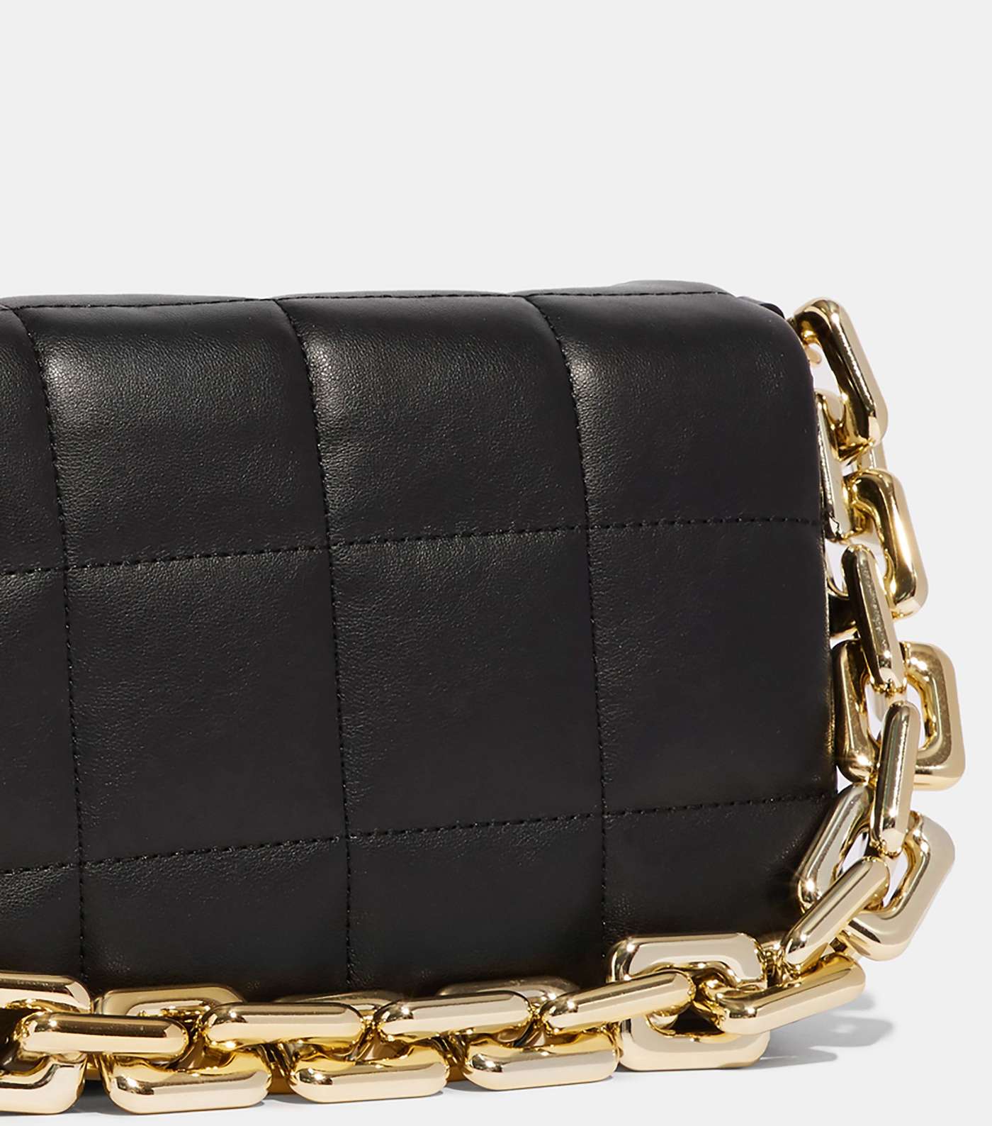 Skinnydip Black Leather-Look Quilted Chain Shoulder Bag Image 3