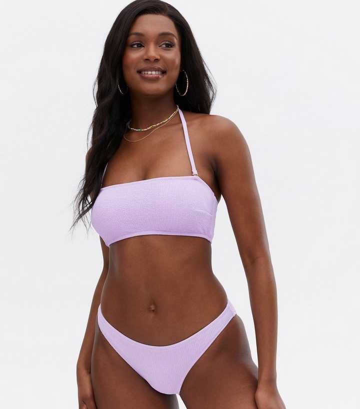TEXTURED PASTEL High Neck Bikini Top - Pastel Lilac