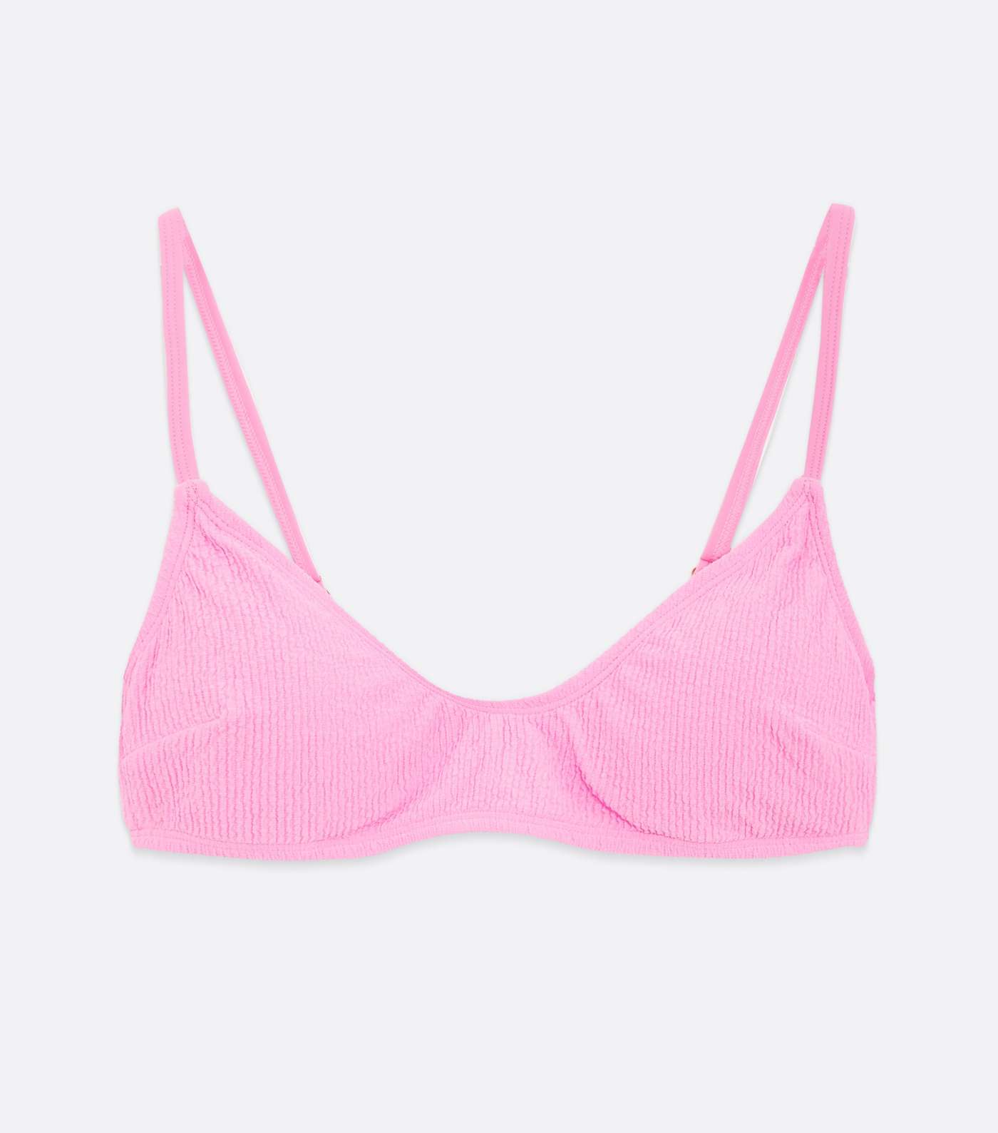 Pink Textured Scoop Neck Bikini Top Image 5