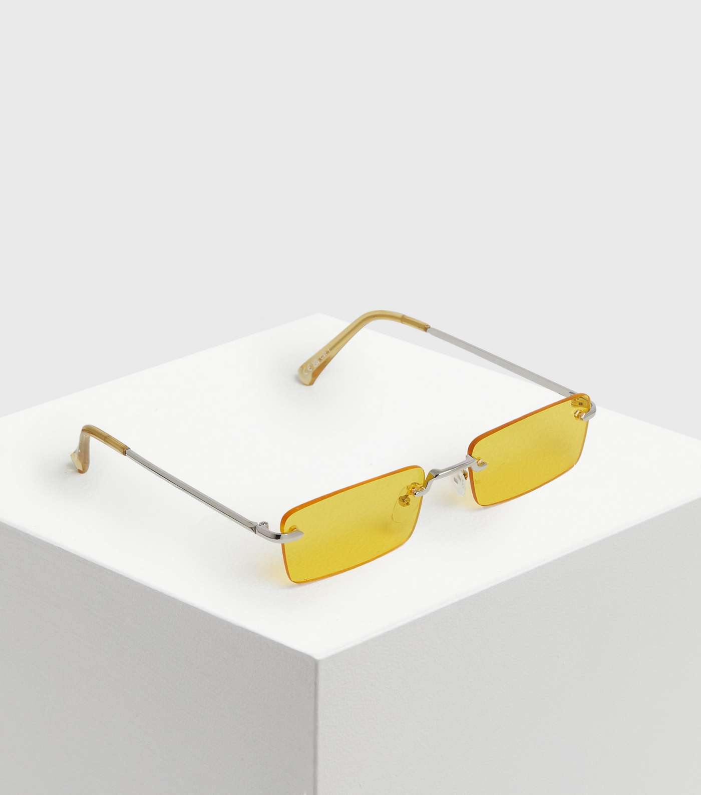 Yellow Rectangle Rimless Sunglasses Image 2