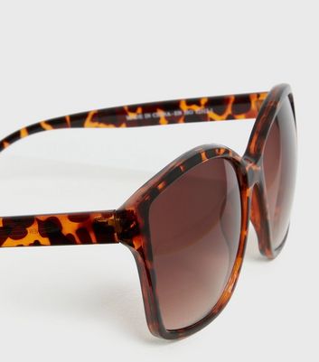 Damen Accessoires Dark Brown Tortoiseshell Effect Oversized Round Sunglasses