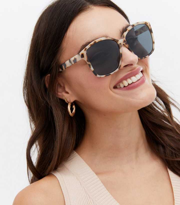 Brown Tortoiseshell Effect Oversized Round Sunglasses