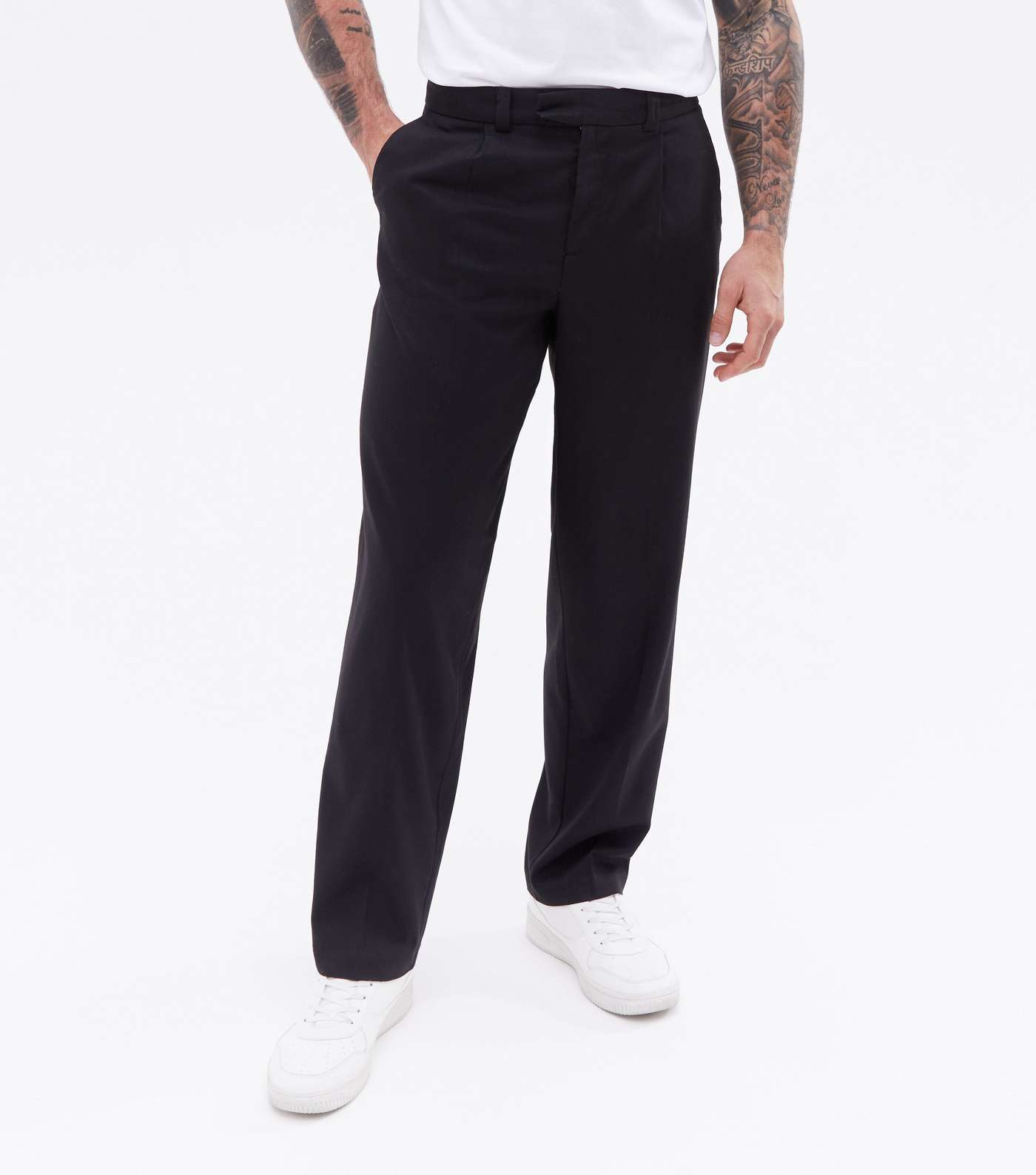 Black Relaxed Fit Suit Trousers Image 2