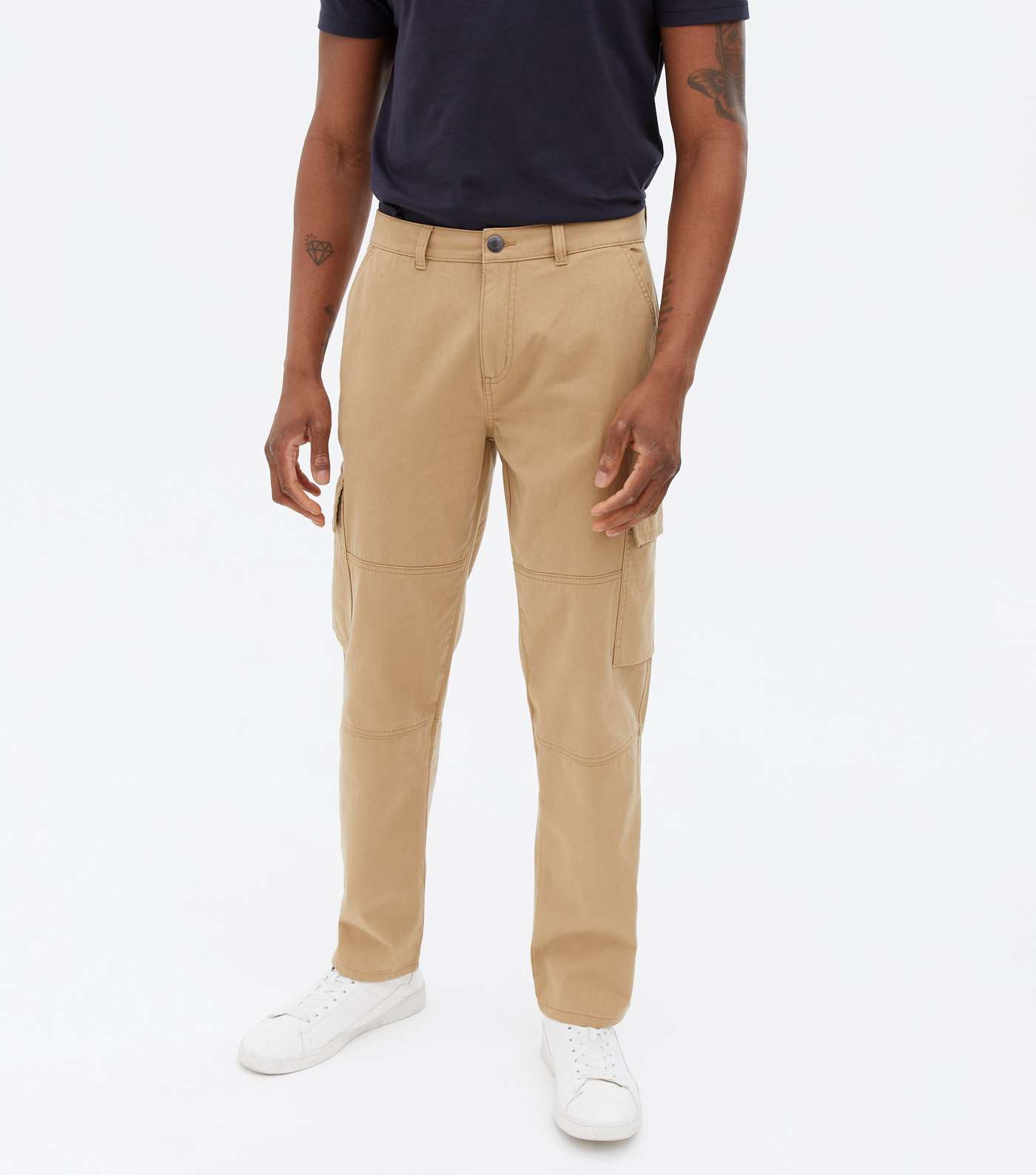 Tan Straight Fit Cargo Trousers Image 2