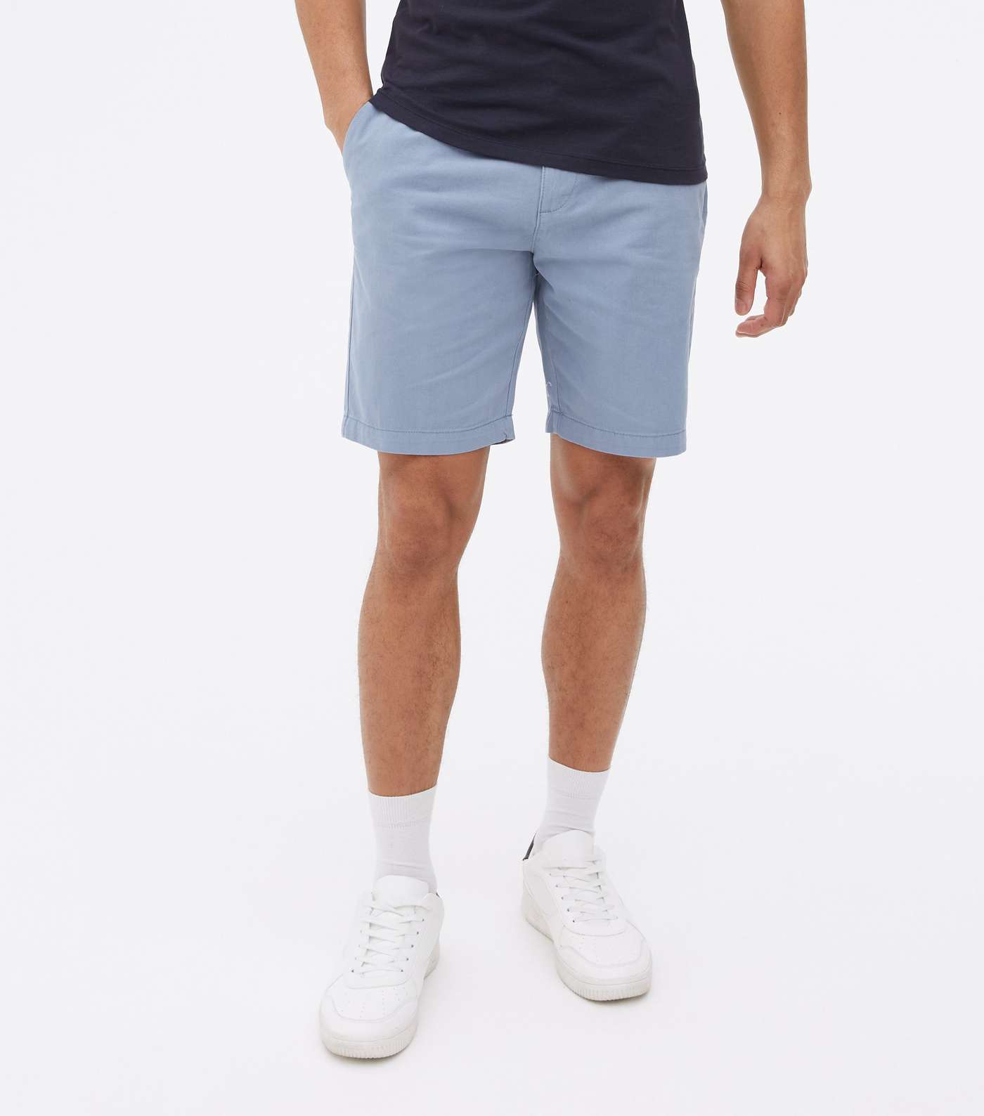 Blue Straight Fit Chino Shorts Image 2