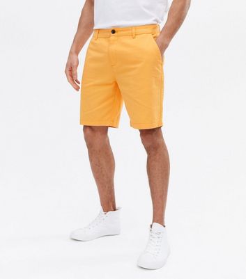 Bright Orange Straight Fit Chino Shorts 