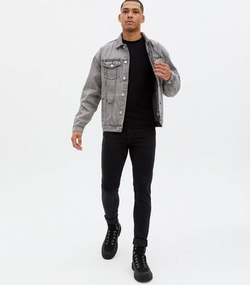 Grey ripped hotsell denim jacket