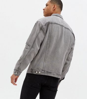 Grey ripped denim outlet jacket